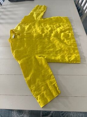 bryn Walker Yellow Button-Down Linen Top